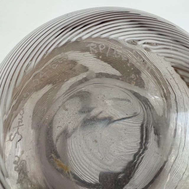White Hand Blown Glass Vase Swirled Lines Amazing Shape Signed For Sale - Image 8 of 10