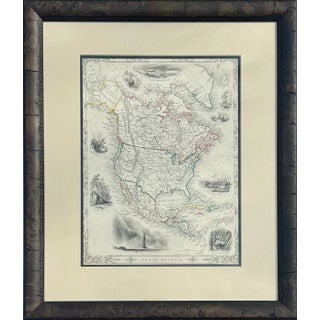 North America Map - Tallis 1851, Framed For Sale