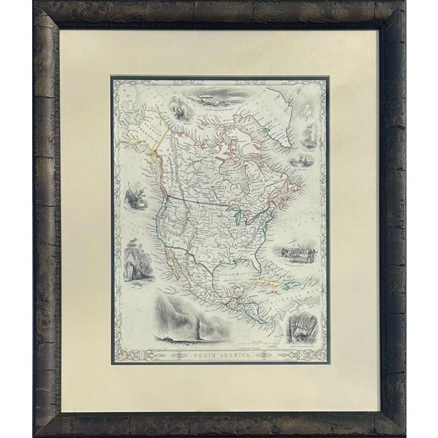 North America Map - Tallis 1851, Framed For Sale