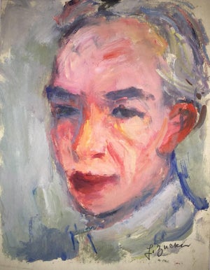 Jacques (Jakub) Zucker, Rare Self Portrait Oil Painting Polish, Ecole D'Paris, WPA, Bezalel School, c.1940