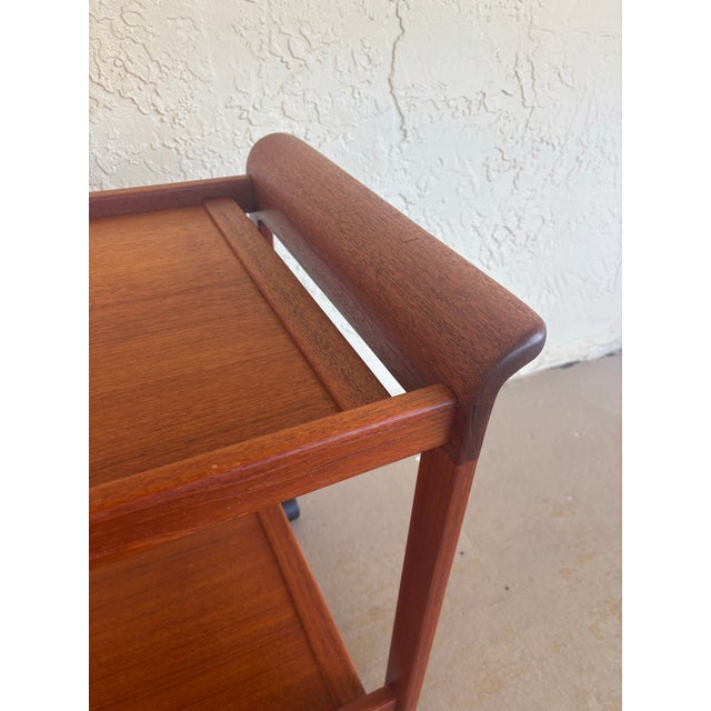 Brown Vintage 1970s Danish Modern Teak Bar Cart For Sale - Image 8 of 10