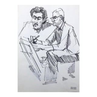 1980s John Reilly Art Students at Easel For Sale