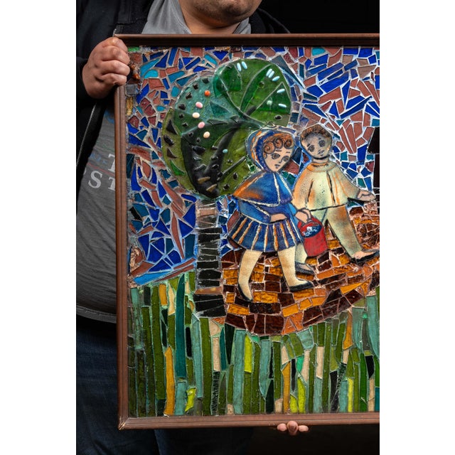 Framed Fairy Tale-Motif Stained Glass Assemblage Mosaic For Sale - Image 4 of 17