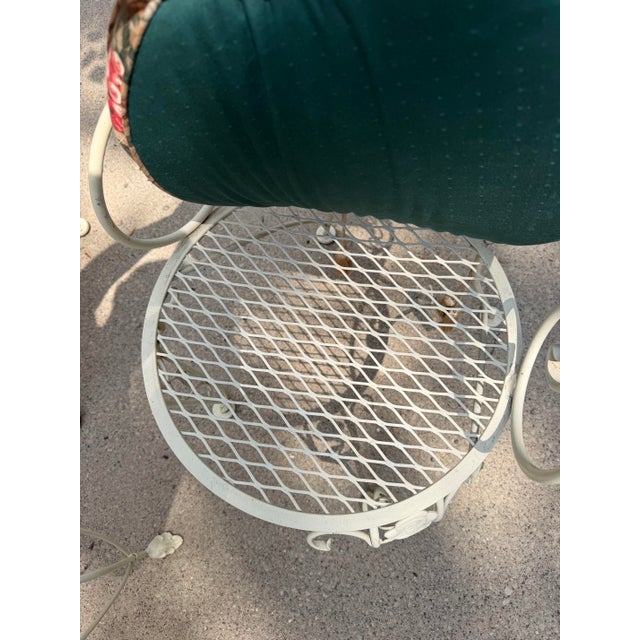 White Woodard Chantilly Rose 1960s Wrought Iron Patio Set, 3 Pieces For Sale - Image 8 of 12