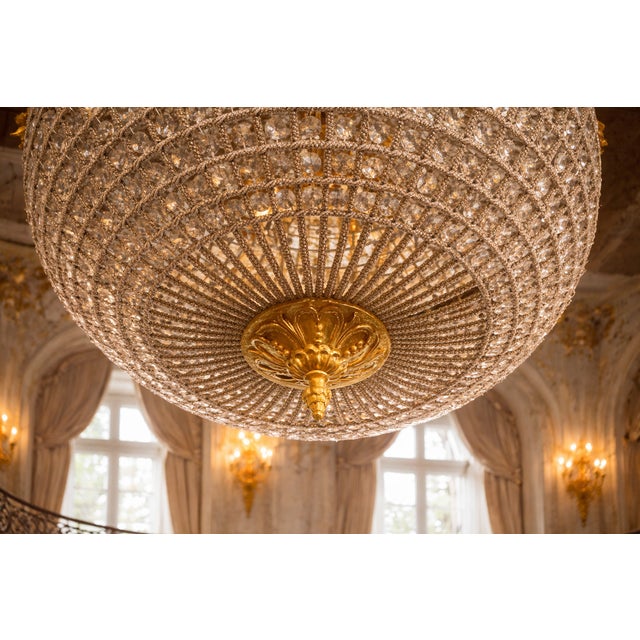 1970s 1970s French Louis XVI Gold Bronze Crystal Chandelier For Sale - Image 5 of 9