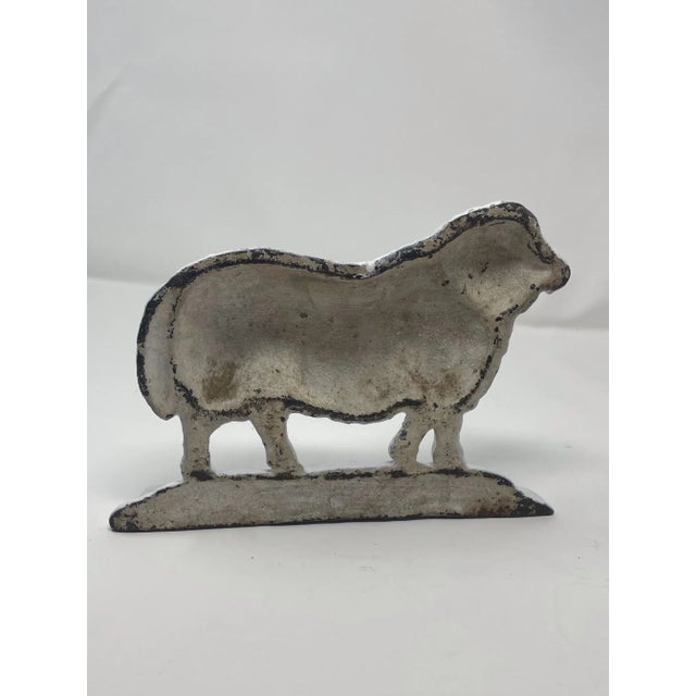 Antique 19thC Cast Iron Ram Door Stops Set of 3, 2 Black 1 White Free-Standing Heavy For Sale - Image 12 of 18