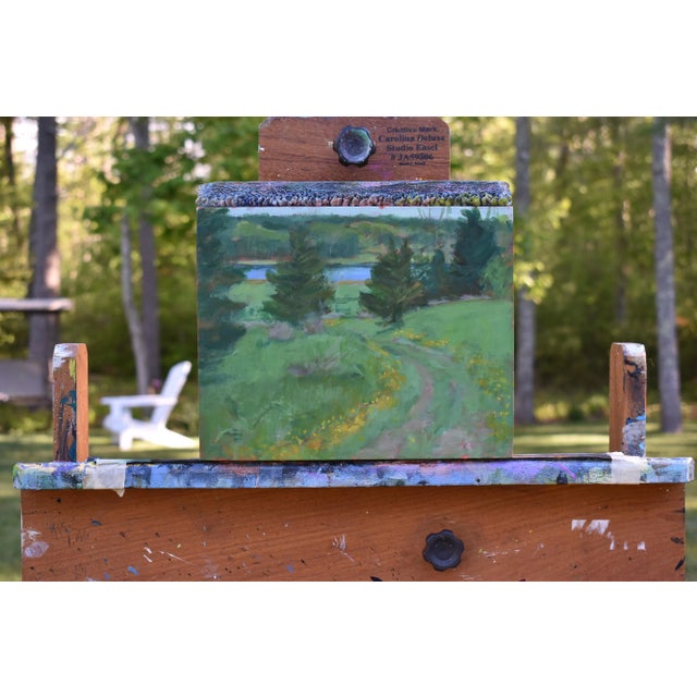 Figurative “Buttercup Lined Path" Contemporary Plein Air Acrylic Painting by Stephen Remick For Sale - Image 3 of 9