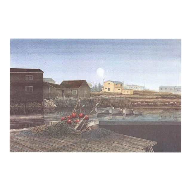 1988 Dwight Baird 'Fog in the Hollow, Newfoundland' Outsider Art Brown,Blue,Red USA Offset Lithograph For Sale