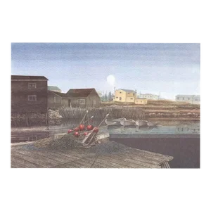 1988 Dwight Baird 'Fog in the Hollow, Newfoundland' Outsider Art Brown,Blue,Red USA Offset Lithograph