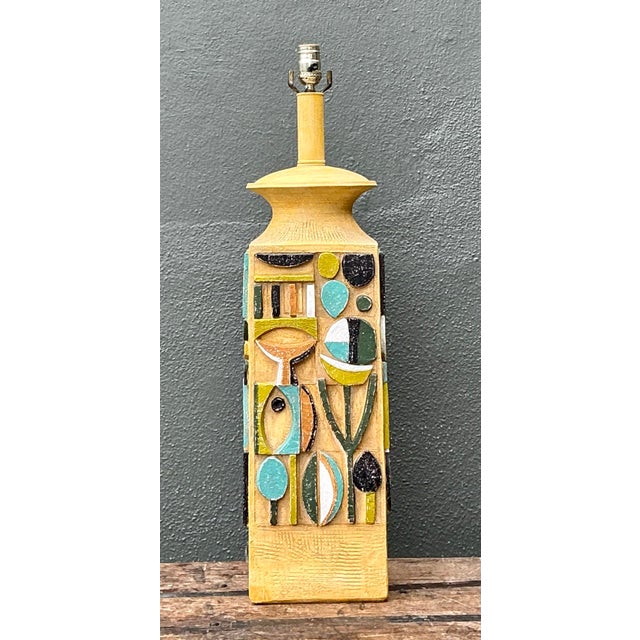 Vintage Mid-Century Modern Abstract Ceramic Table Lamp For Sale - Image 9 of 12