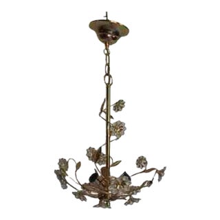 C1960 Mid Century Modern German Designed "Palwa" Crystal Flower Dore Chandelier For Sale