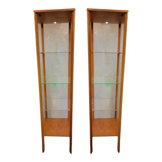 1980s Italian Tall Light Up Wooden Display Stands - a Pair For Sale