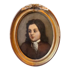 19th Century Portrait Oil Painting of a Boy, Framed