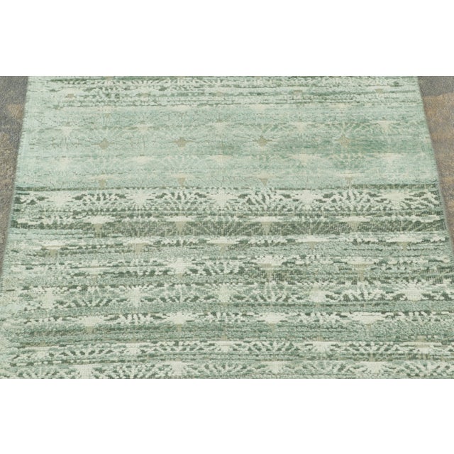 Late 20th Century Rug & Kilim’s Block Print Runner With All-Over Geometric Design in Sage Green For Sale - Image 5 of 8