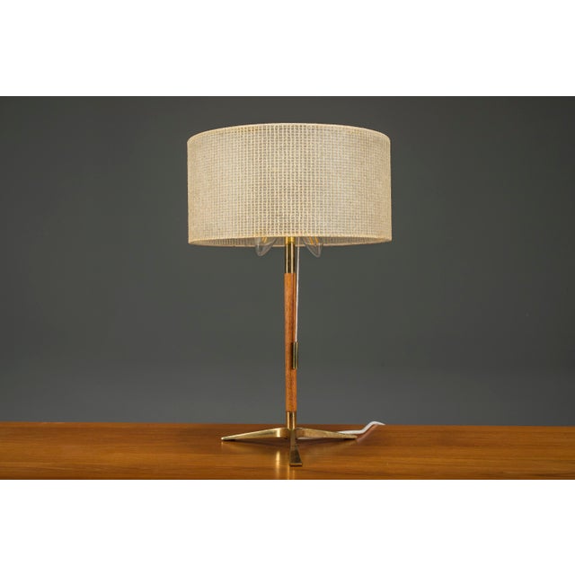 Brown Mid-Century Modern Austrian Brass Table Lamp by J.T. Kalmar, 1960s For Sale - Image 8 of 8
