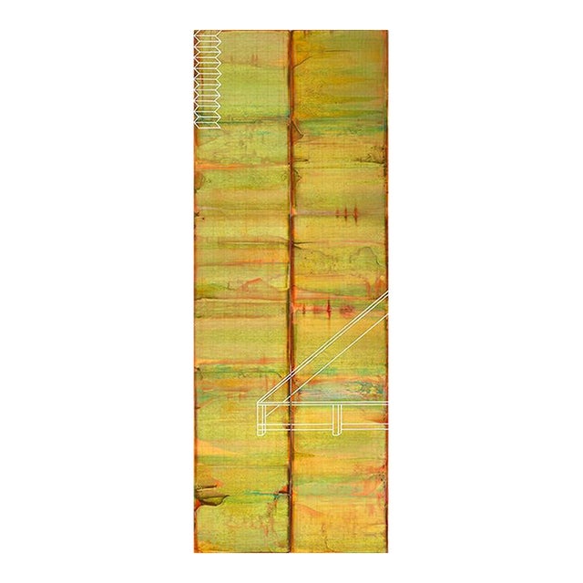 Rebecca Koury Original "The Second Gate" Gold Olive Diptych Contemporary Abstract Painting, Acrylic on Canvas/Panel, Carmel California Art, 2019 For Sale