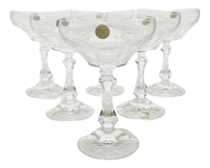 Vintage Czechoslovakian Crystal Champagne Glasses Set, 1970s, Set of 6