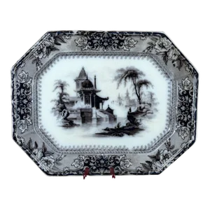 Antique English Ironstone Mulberry Tranferware Platter by J Clementson, Corea