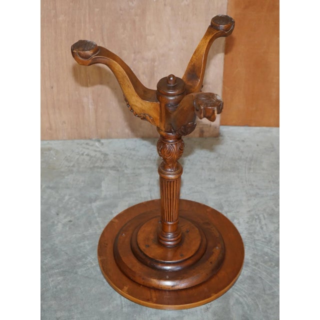 Wood Antique Claw & Ball Satinwood Tripod Side Tables, Set of 2 For Sale - Image 7 of 16