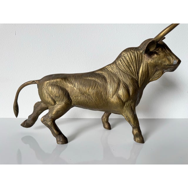 1980s Vintage Solid Brass Bull Sculpture For Sale - Image 5 of 10