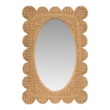 Matthew Izzo Home Lillian Woven Rattan Wall Mirror - Rectangular Frame With Oval Mirror For Sale