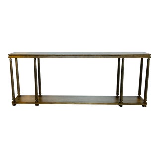 Transitional Carved Twisted Wood Leg Console Table For Sale