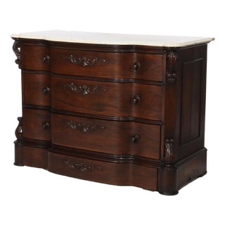 Antique Belter School Rosewood 4-Drawer Marble Top Dresser Circa 1860 For Sale