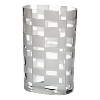 Milleriquadri Carlo Moretti Contemporary Murano Clear Glass Hand Etched Vase For Sale
