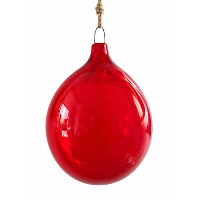 Metal Large Vintage Red Blown Murano Glass Hanging Sphere by Nason Moretti, 2011 For Sale - Image 7 of 7