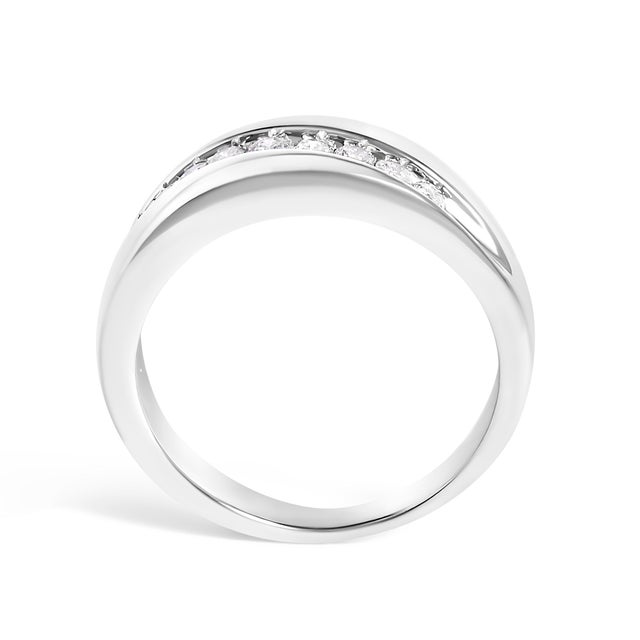 Early 21st Century Men's.925 Sterling Silver 1/2 Cttw Diamond 9 Stone Band Ring - Size 9.5 For Sale - Image 5 of 7