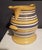 Large Mocha Yellow Ware Jug with Blue, White and Brown Slip Bands and Shell Grip Circa 1830–1840 Staffordshire, England...