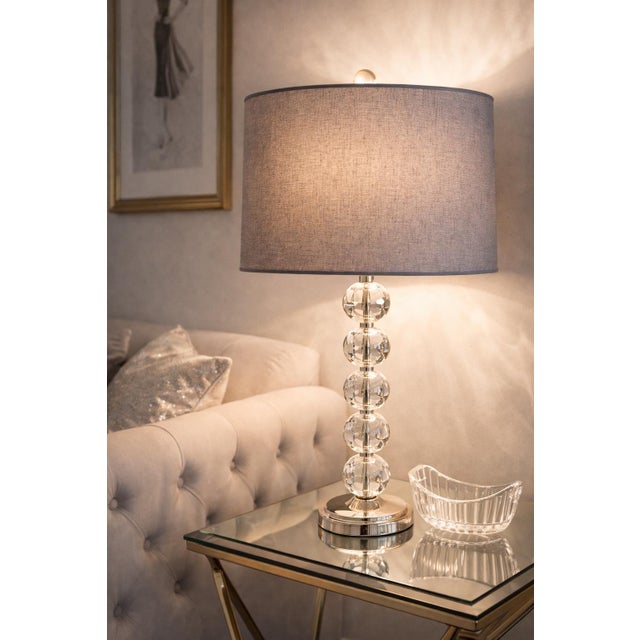 Late 20th Century Hollywood Regency Revival Faceted Column Table Lamps – Pair For Sale - Image 9 of 10