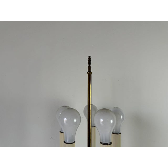 Vintage Parzinger Style Five- Candle Brass Table Lamp For Sale - Image 9 of 11