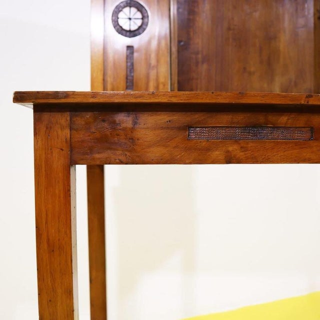Wood Wooden Vanity Table with Mirror and Green Fabric Top For Sale - Image 7 of 14