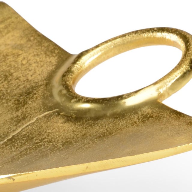 Enhance your home or office decor with this captivating handled dish. Crafted in cast aluminum with a lustrous bright gold...
