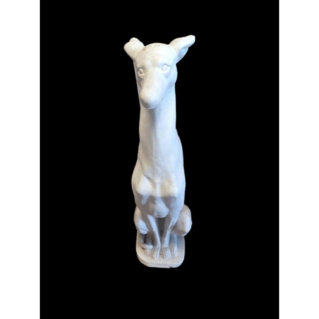 Boho Chic Vintage Cast Cement Whippet Outdoor Statue For Sale - Image 3 of 4