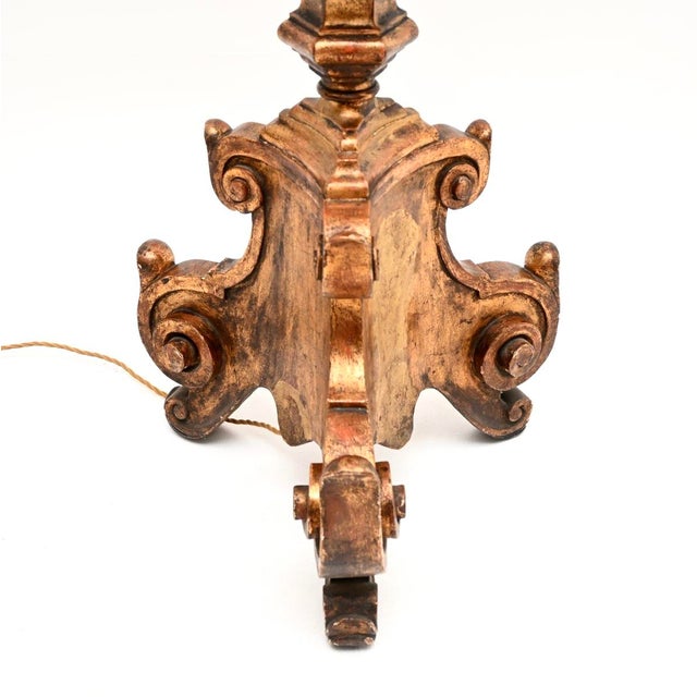 Antique Italian Renaissance Style Gilt Wood Floor Lamp, 1920 For Sale - Image 9 of 11