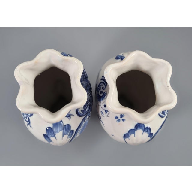 Late 19th Century Antique French Blue and White Faience Vases from Desvres, Fourmaintraux-Courquin, 1880s, Set of 2 For Sale - Image 5 of 10