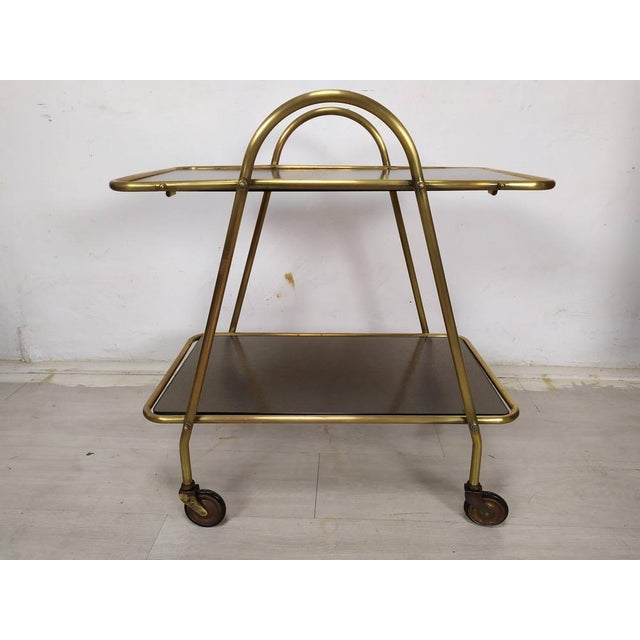 Vintage Brass Bar Trolley, 1950s For Sale - Image 15 of 15