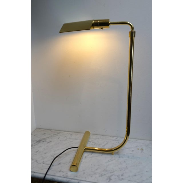 Gold Adjustable Brass Reading Lamp attributed to Christian Liaigre, France, 1970s For Sale - Image 8 of 18