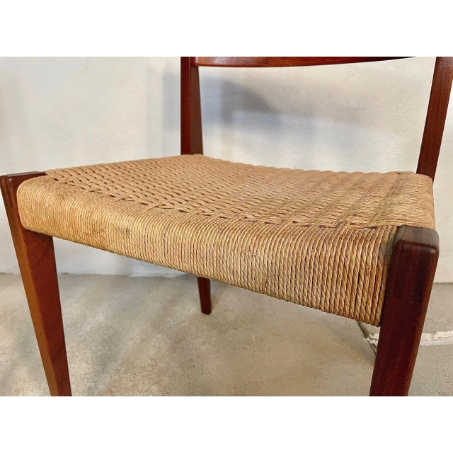 Wood Set of Danish Minimalist Model Pia Teak Dining Chairs with Paper Cord Seats by Poul Cadovius for Royal Persiennen, 1958 For Sale - Image 7 of 18