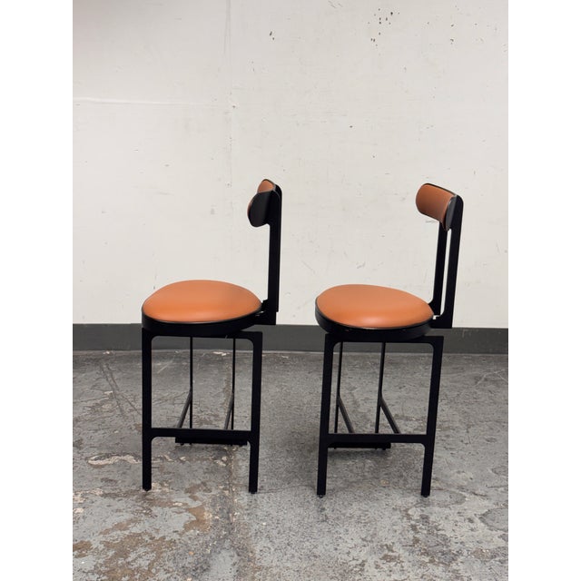 Michael Oren Porter Place Style Swivel Counter Stools, Pair For Sale - Image 4 of 12