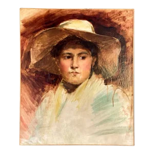 Late 20th Century Portrait Oil Painting of a French Provincial Lady