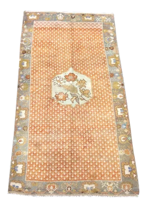 Orange Floral Vintage Rug - 3′10″ × 7′1″