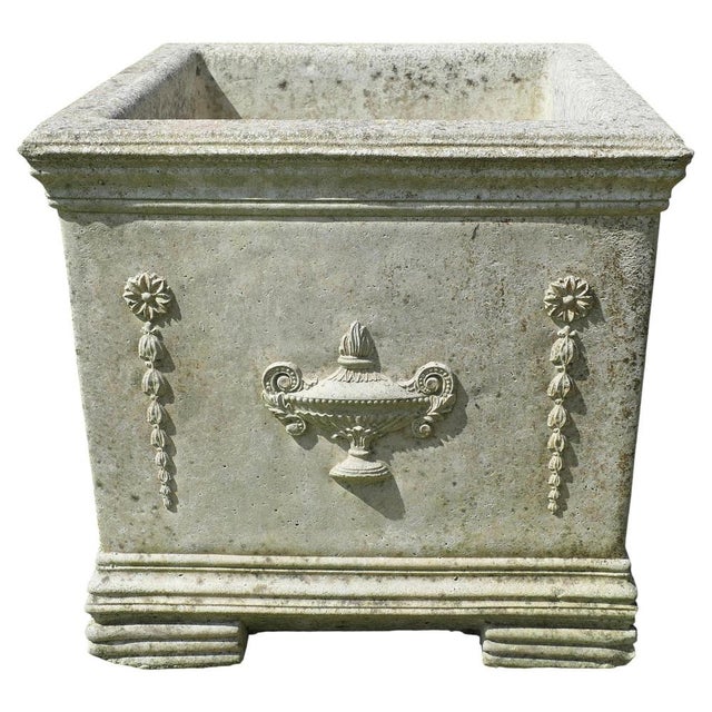 Gray Large Square Garden Planter, 1960 For Sale - Image 8 of 8