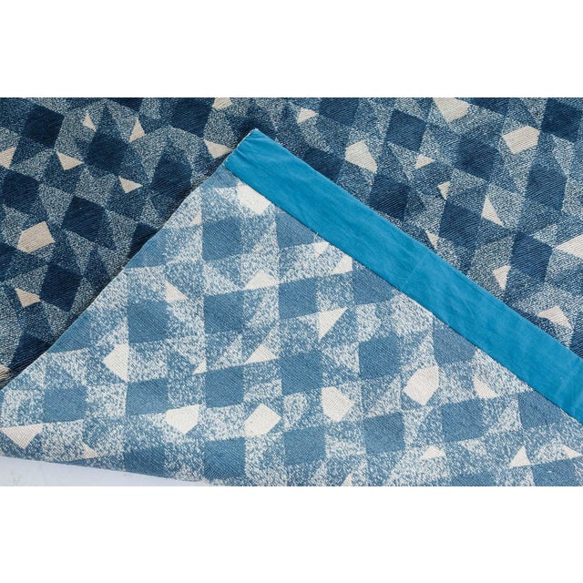 Blue Modern Tibetan "Rhombus" Rug in Silk and Wool by Doris Leslie Blau For Sale - Image 8 of 8