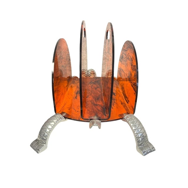Vintage Arthur Court Aluminum Lucite Turtle Magazine Holder For Sale In Chicago - Image 6 of 8