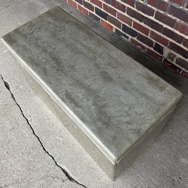 Gray Faux Marble and Brushed Stainless Small Credenza Server Cabinet Post Modern 1980’s Karl Springer Style For Sale - Image 8 of 12