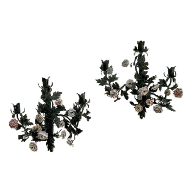 Pair of 19th Century French Tole Sconces For Sale