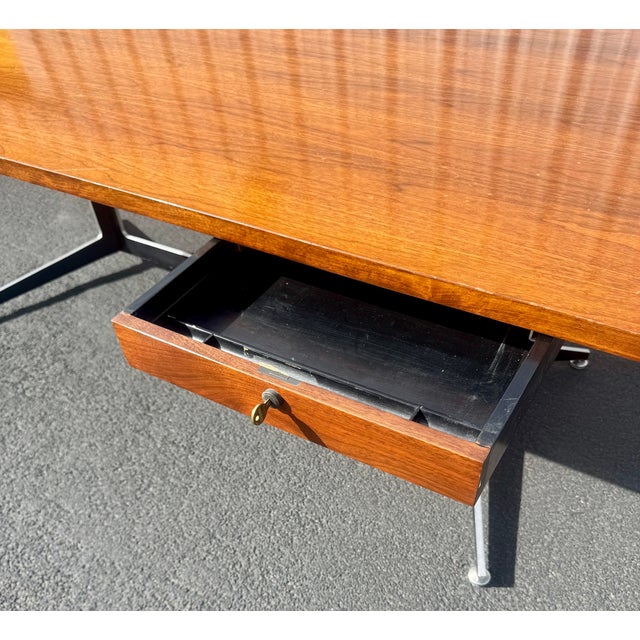 Lehigh Furniture Company Ward Bennett for Lehigh Walnut Cantilever Executive Desk For Sale - Image 4 of 13